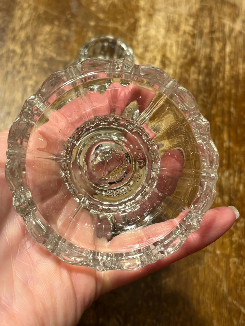 Vintage HOMCO Home Interiors Clear Glass Candle Holders Pair Made in USA Scallop